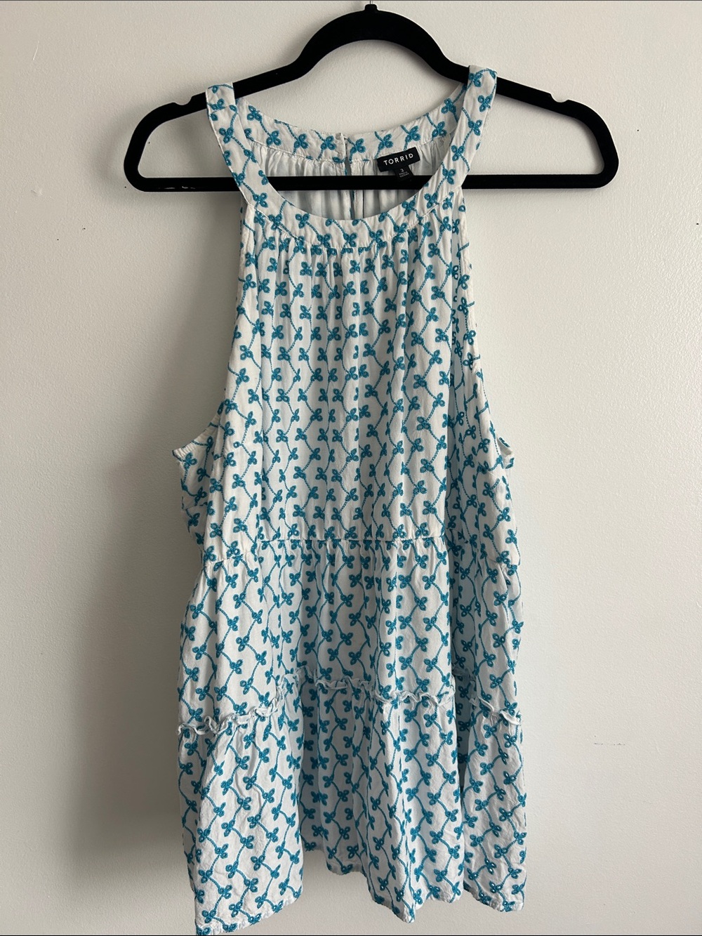 torrid White Tank Dress with Teal Floral Motif